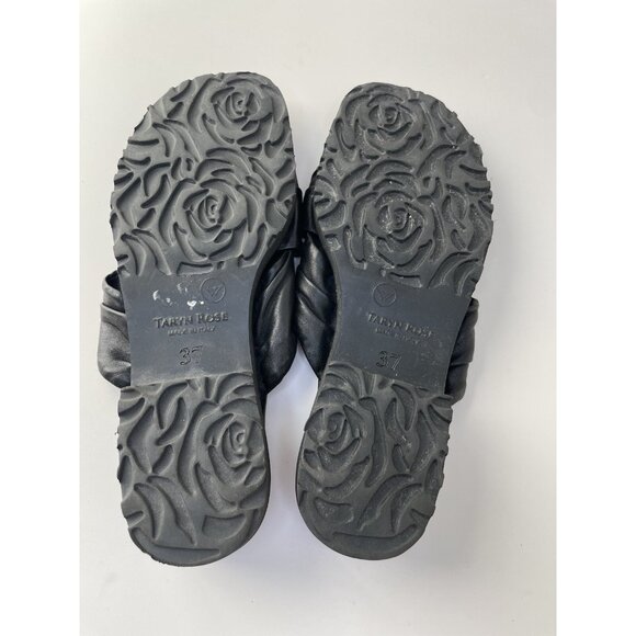 Taryn Rose Womens 6.5 Black Leather Slide Sandals Low Heel Made in Italy - Picture 7 of 8